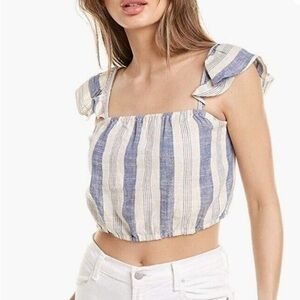 NEW Alice + Olivia Celestia Flutter Sleeve Linen Top‎  - L